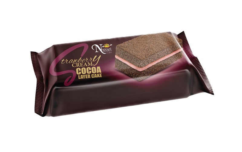 کیک لایه ای مخملی توت فرنگی