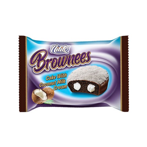 کیک روغنی براونس نارگیلی با کرم شیر نارگیل 24 عددی (پک شیرینگ 4)