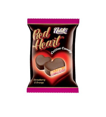 پشمک قلبی دورنگ جعبه ای 24 تایی توت پرتقال 6 عددی