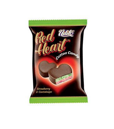 پشمک قلبی دورنگ جعبه ای 24 تایی توت طالبی 6 عددی