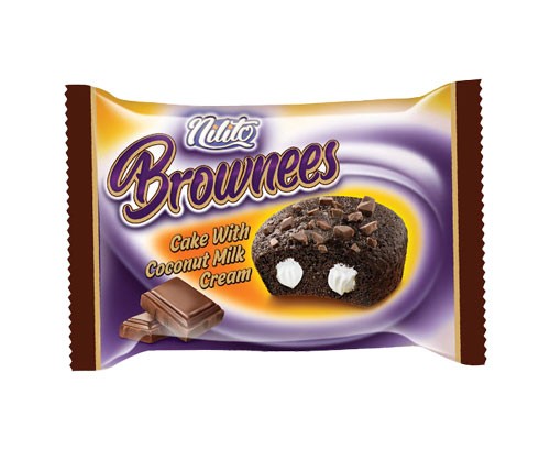 کیک روغنی براونس چیپس شکلات با کرم شیر نارگیل 24 عددی (پک شیرینگ 4)