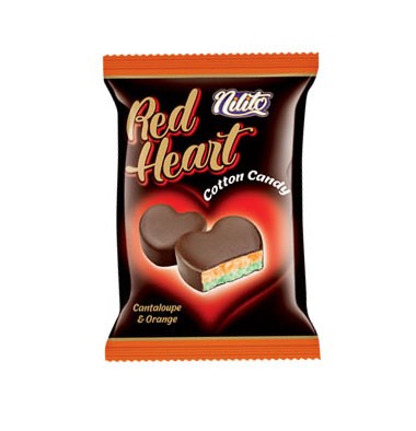 پشمک قلبی دورنگ جعبه ای 24 تایی طالبی پرتقال 6 عددی