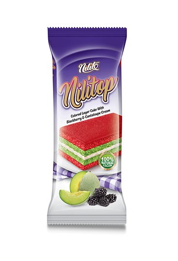 کیک لایه ای نیلی تاپ شاه توت طالبی با کرم وانیلی 24 عددی (پک شیرینگ 4)