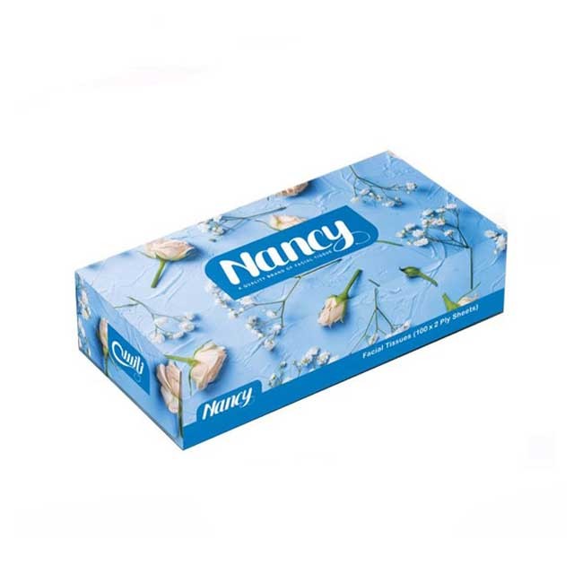 دستمال کاغذی جعبه مقوایی 100 برگ دو لایه نانسی سری روشنا