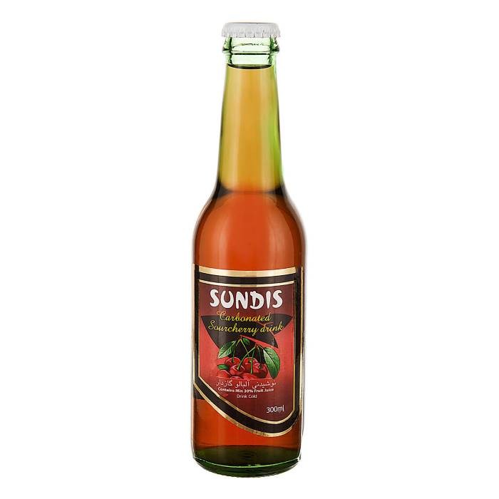 ساندیس نوشیدنی آلبالو گازدار شیشه 300 سی سی 12 عددی