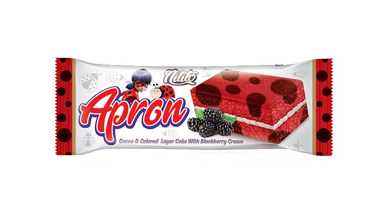 کیک لایه ای آپرون طرح کفشدوزکی با کرم شاه توت 24عددی(پک شیرینگ 4)