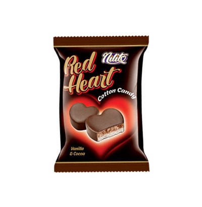 پشمک قلبی دورنگ جعبه ای 24 تایی کاکائویی 6 عددی