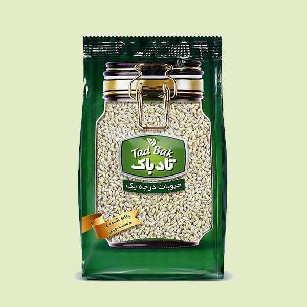 تادباک جو پوست کنده 900 گرم استندآپ 12ع