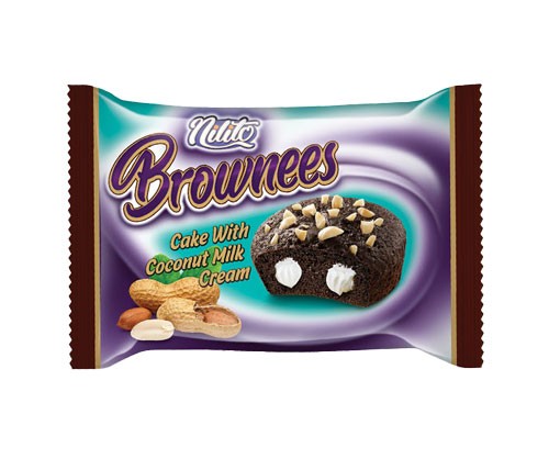 کیک روغنی براونس بادام زمینی با کرم شیر نارگیل 24 عددی (پک شیرینگ 4)